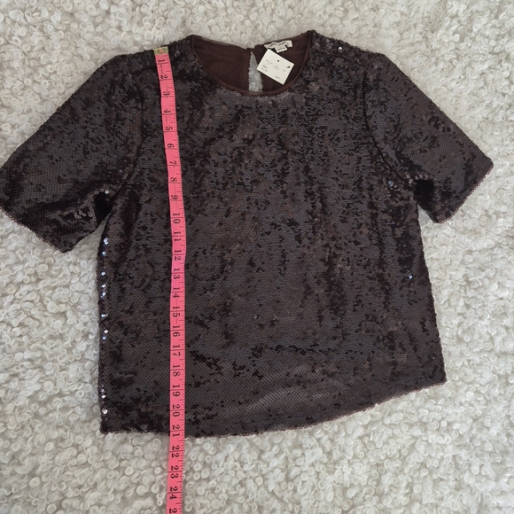 BNWT Ultra Pink Sequin Top S Brown Sparkle Glam Party Holiday Disco Earth Y2K - Picture 8 of 8